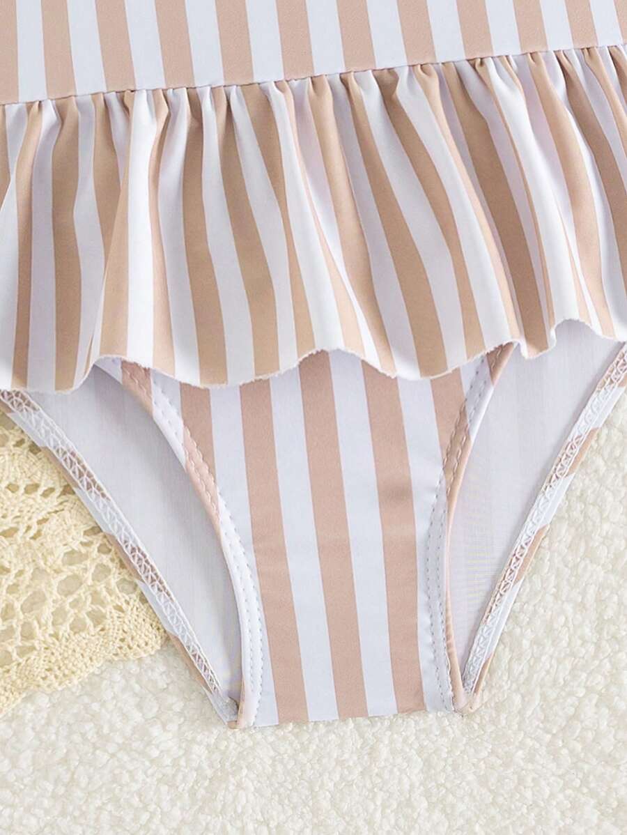 Baby Girls Bow Decor One Piece Swimsuit Cute Beach Vacation Swimwear