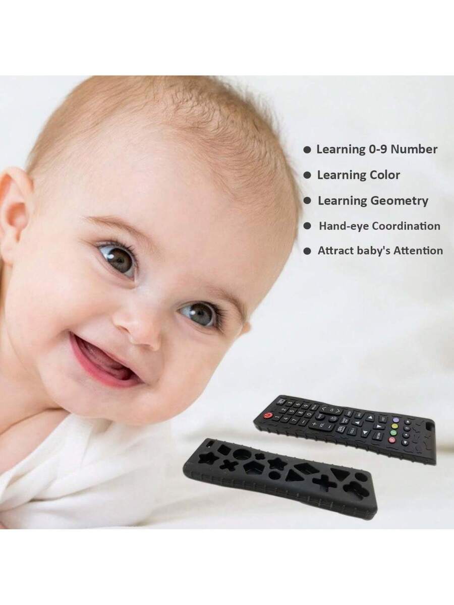 Baby Silicone Remote Control Teething Toy Soft Chewable Sensory Teether for 3-24 Months Boys and Girls