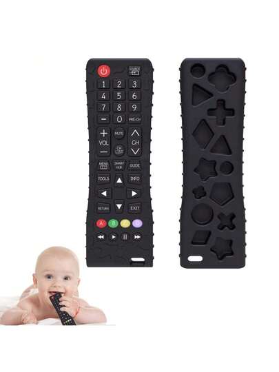 Baby Silicone Remote Control Teething Toy Soft Chewable Sensory Teether for 3-24 Months Boys and Girls