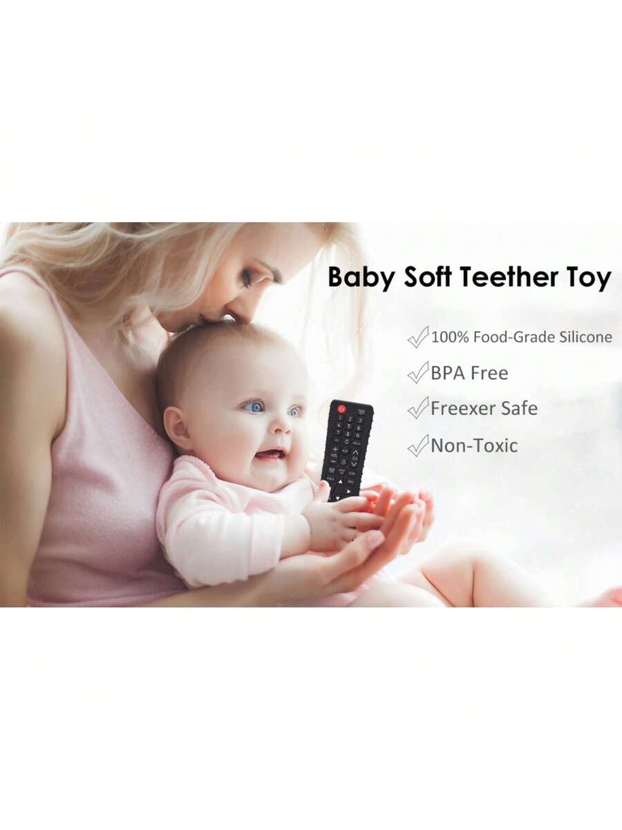 Baby Silicone Remote Control Teething Toy Soft Chewable Sensory Teether for 3-24 Months Boys and Girls