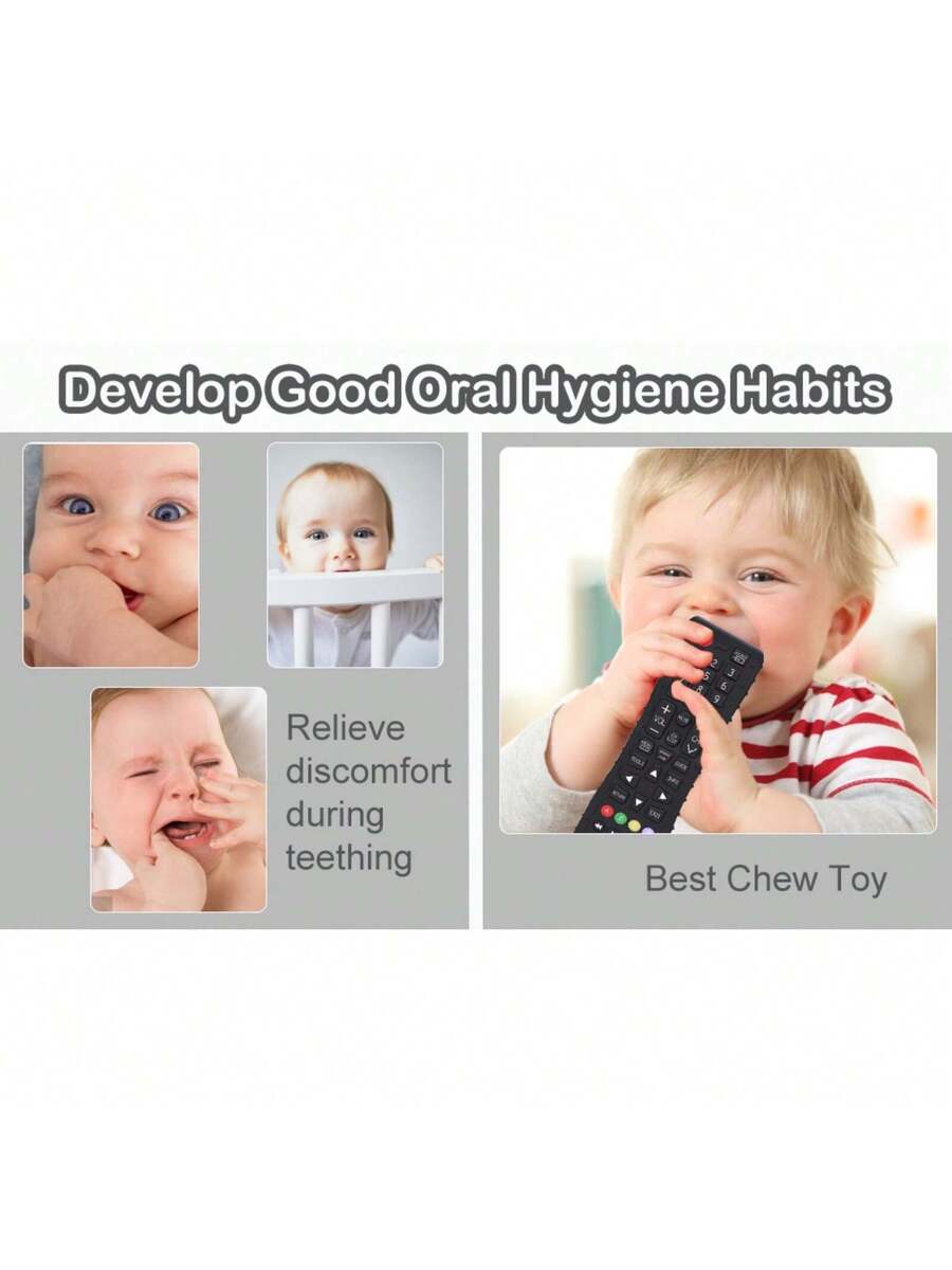 Baby Silicone Remote Control Teething Toy Soft Chewable Sensory Teether for 3-24 Months Boys and Girls