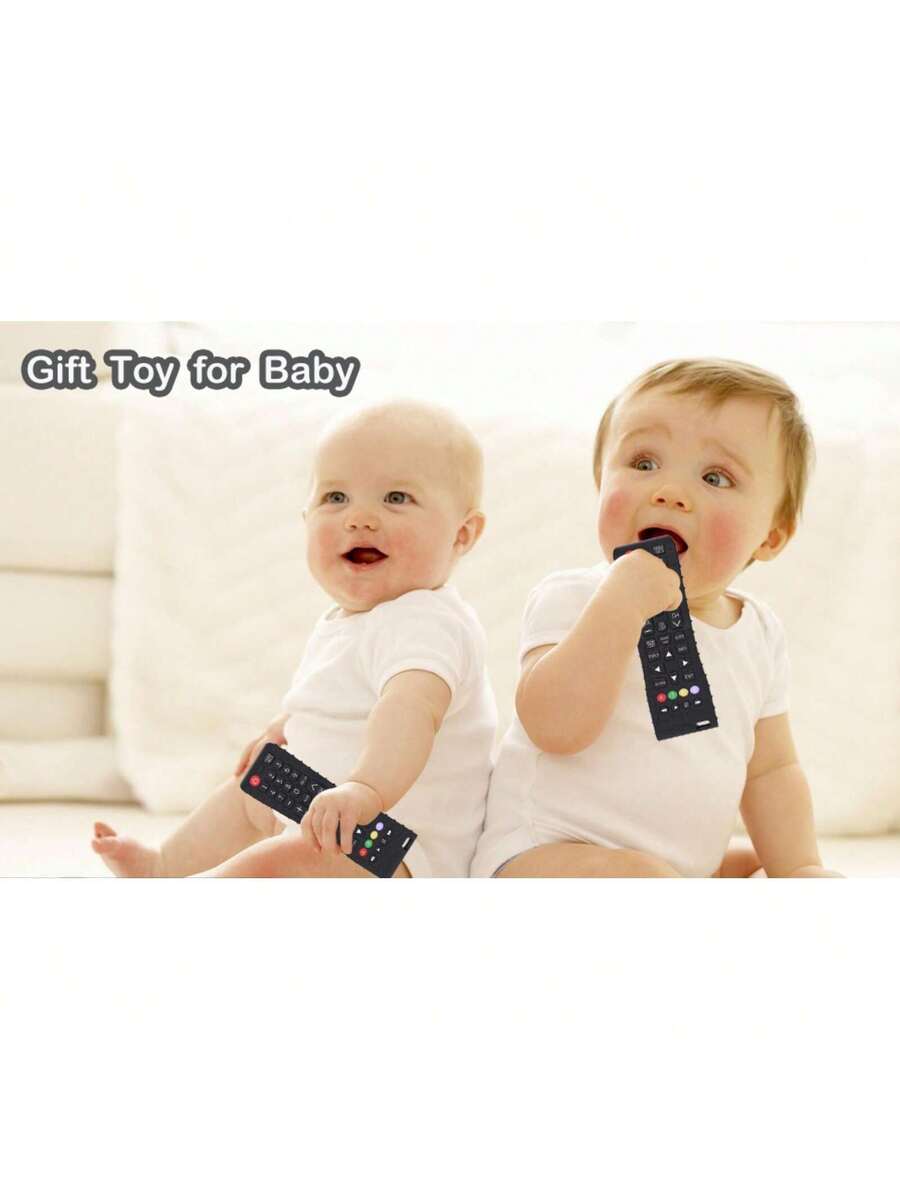 Baby Silicone Remote Control Teething Toy Soft Chewable Sensory Teether for 3-24 Months Boys and Girls