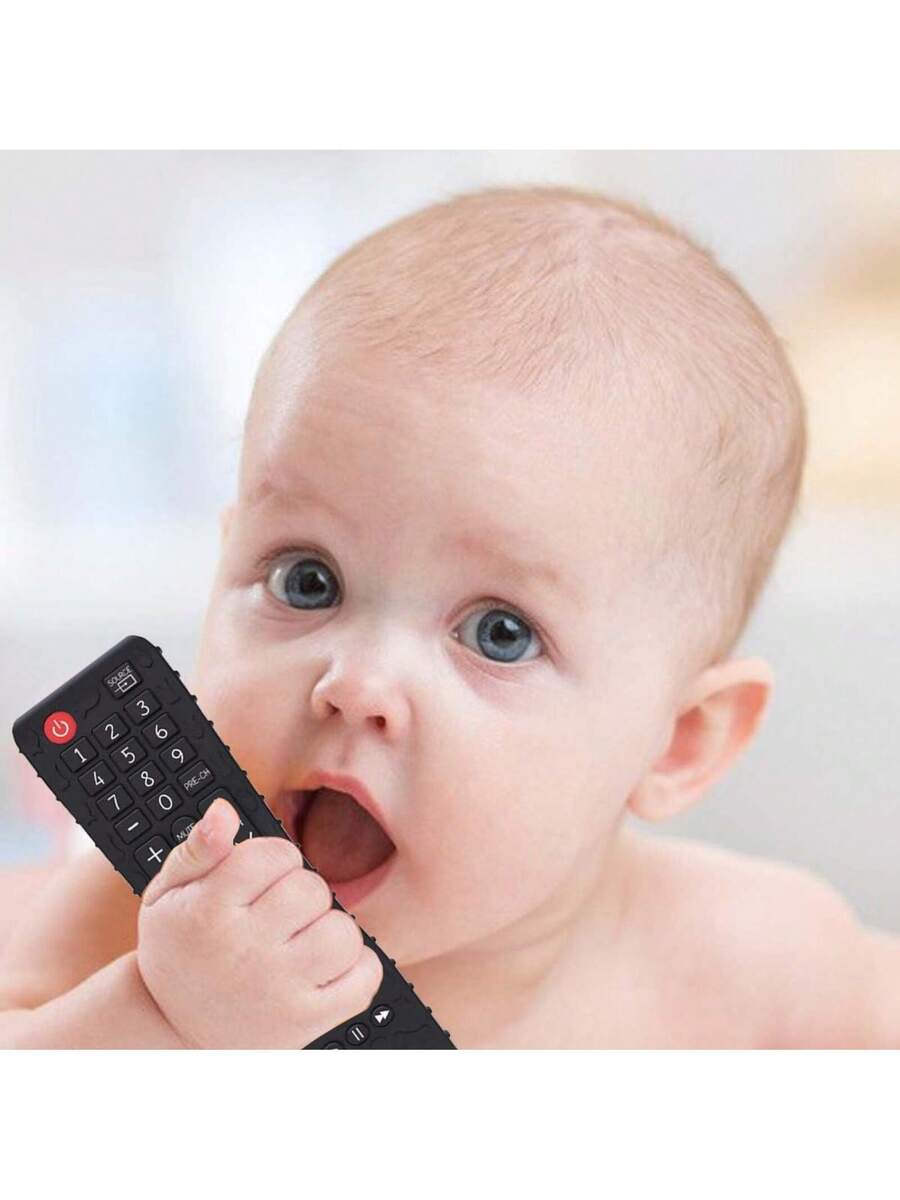 Baby Silicone Remote Control Teething Toy Soft Chewable Sensory Teether for 3-24 Months Boys and Girls