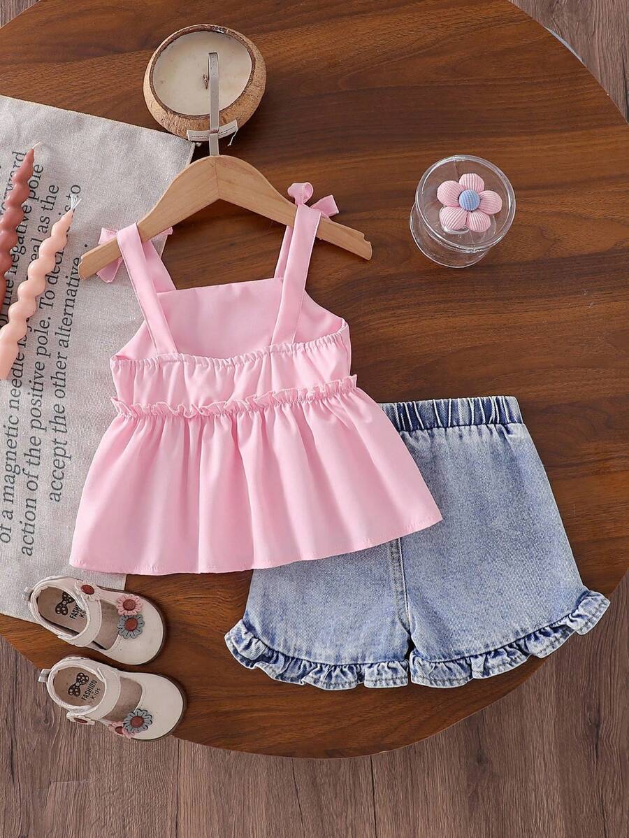 Cute Cherry Summer Clothing Set For Little Girls Party And Outing Style
