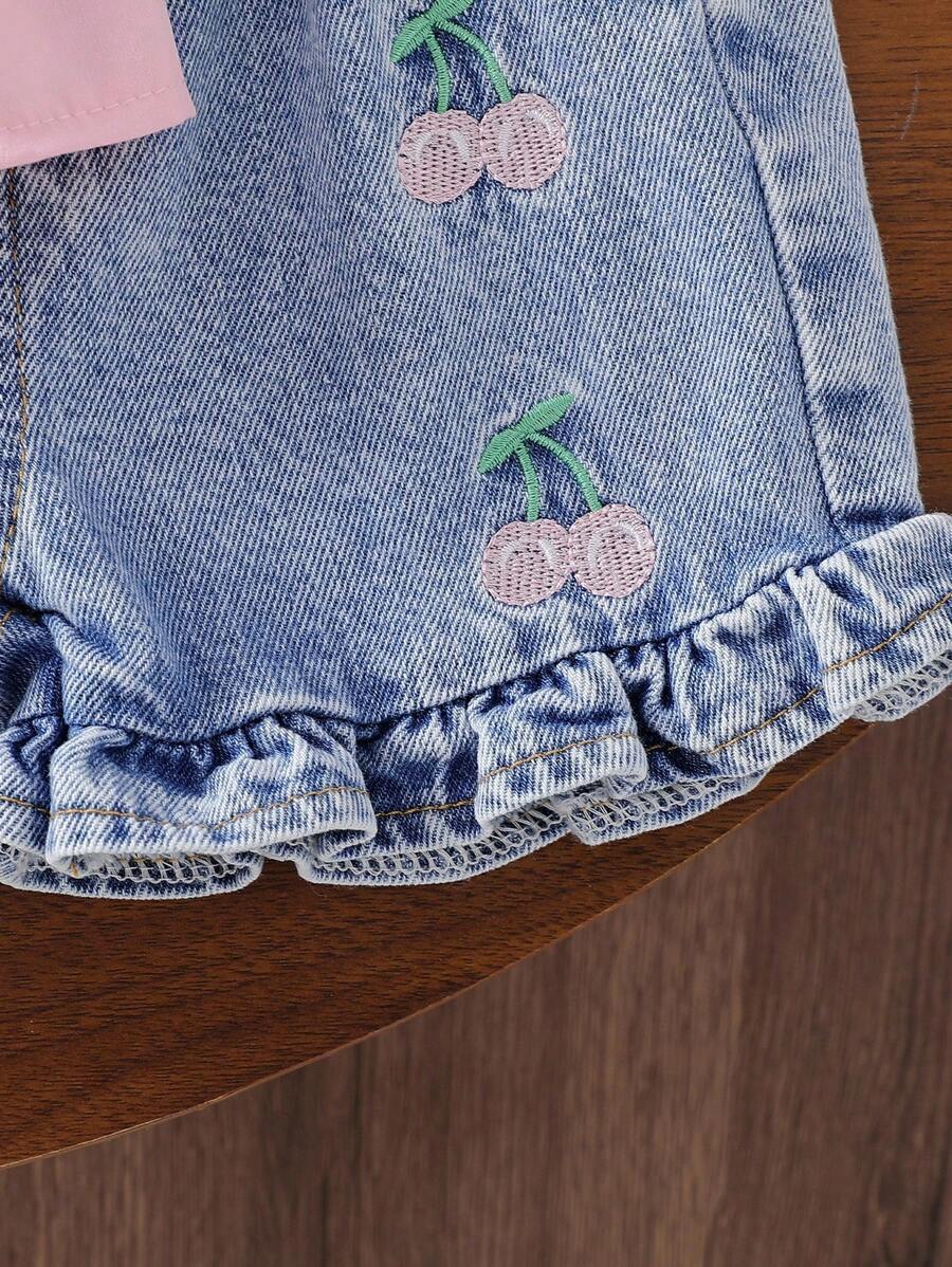 Cute Cherry Summer Clothing Set For Little Girls Party And Outing Style