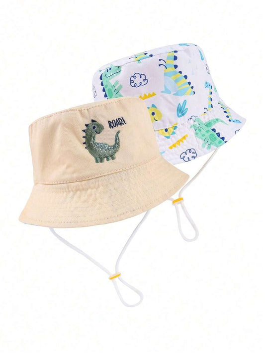 1pc Reversible Dinosaur Print Bucket Hat for Kids Outdoor Wear