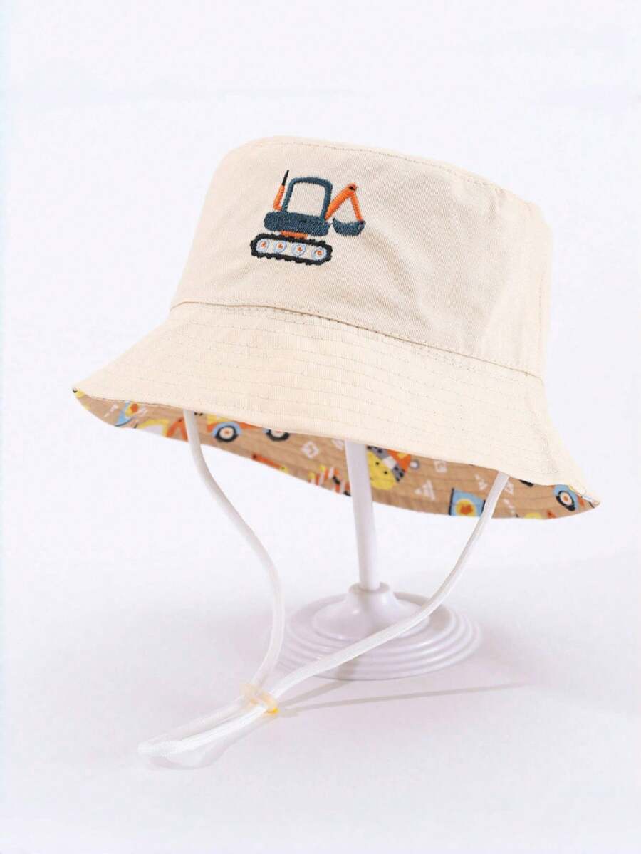 1pc Reversible Dinosaur Print Bucket Hat for Kids Outdoor Wear