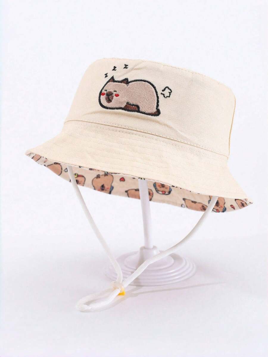 1pc Reversible Dinosaur Print Bucket Hat for Kids Outdoor Wear