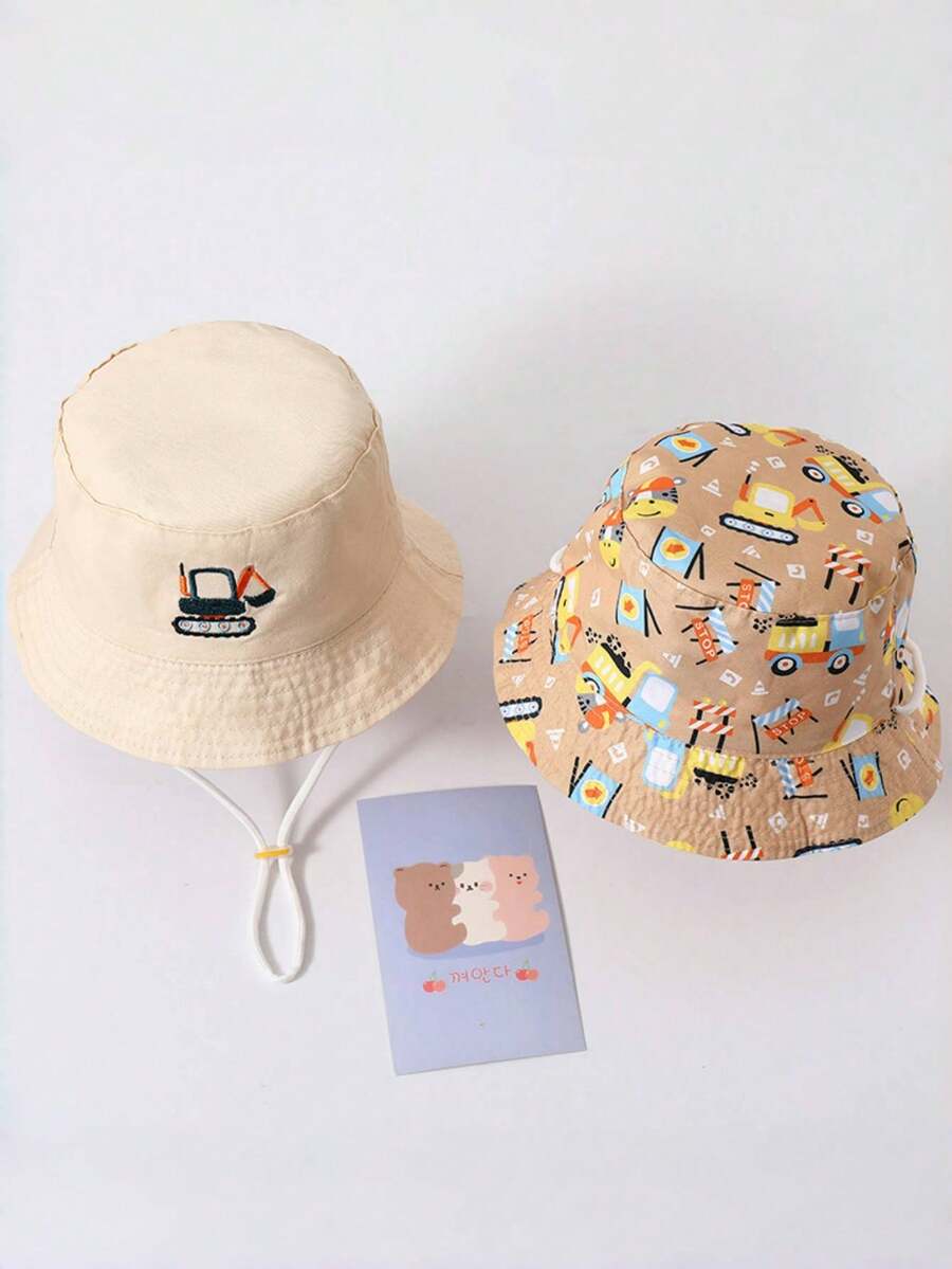 1pc Reversible Dinosaur Print Bucket Hat for Kids Outdoor Wear