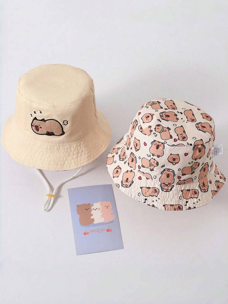 1pc Reversible Dinosaur Print Bucket Hat for Kids Outdoor Wear