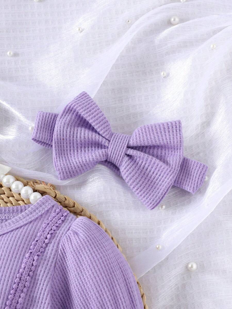3PCS Baby Elegant Mesh Contrast Bodysuit Set with Headband and Socks for Autumn and Winter Wear