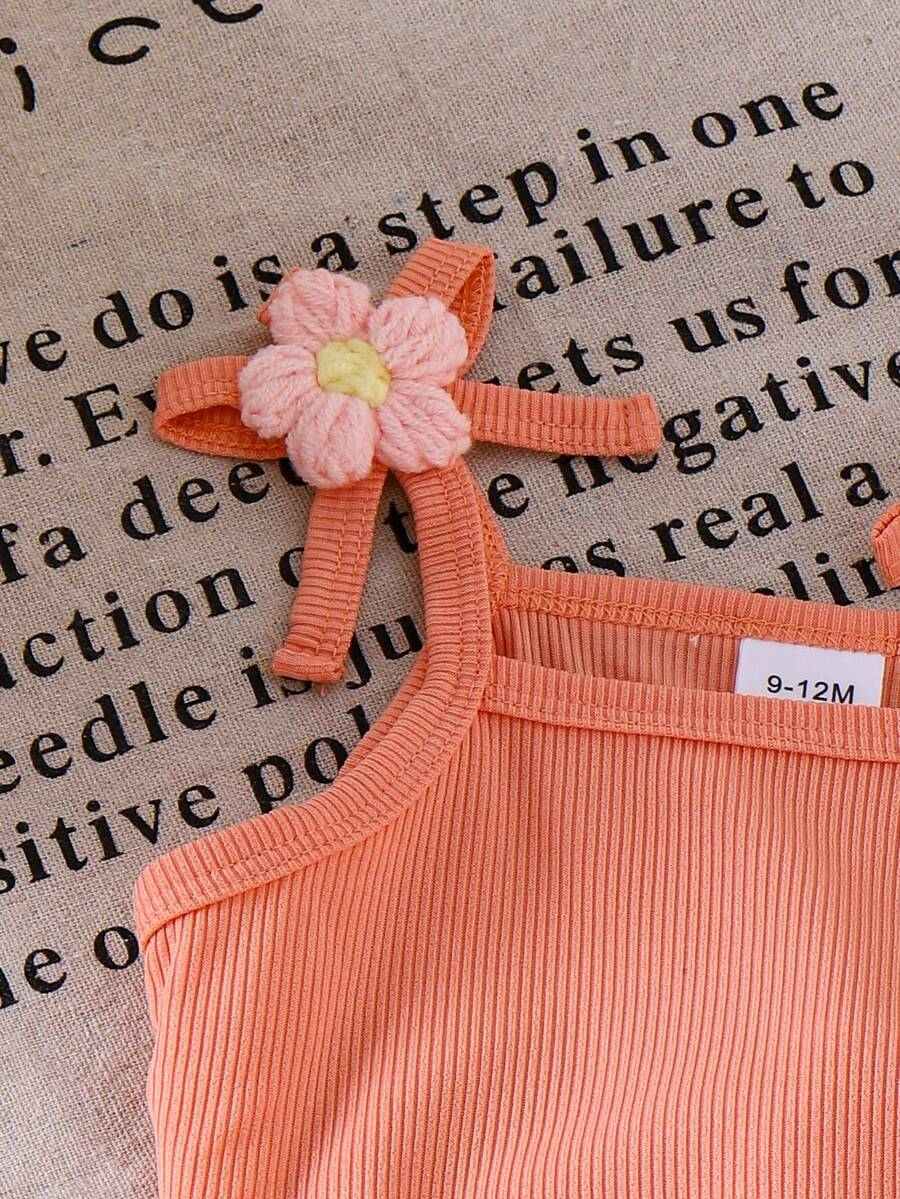 Sweet Floral Print Camisole and Layered Ruffle Pants Set for Toddler Girls