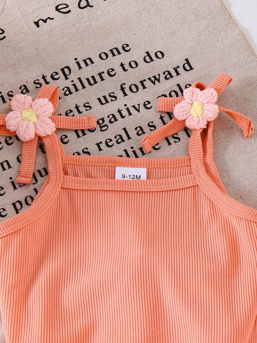 Sweet Floral Print Camisole and Layered Ruffle Pants Set for Toddler Girls