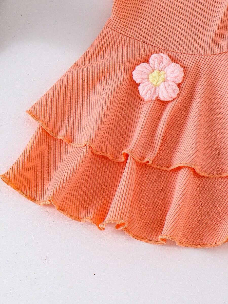 Sweet Floral Print Camisole and Layered Ruffle Pants Set for Toddler Girls