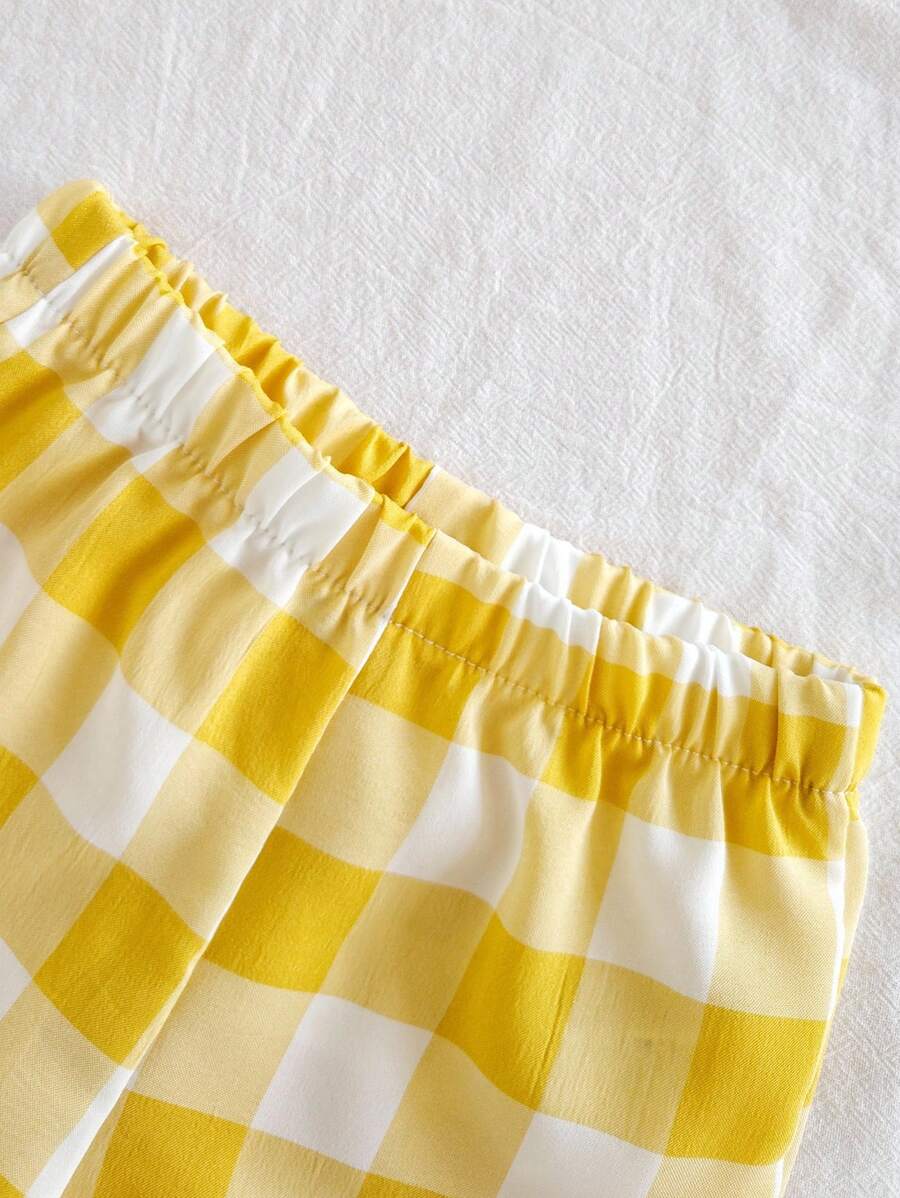 Baby Boy Holiday Print Top and Plaid Shorts 2 Piece Vacation Summer Outfit Set