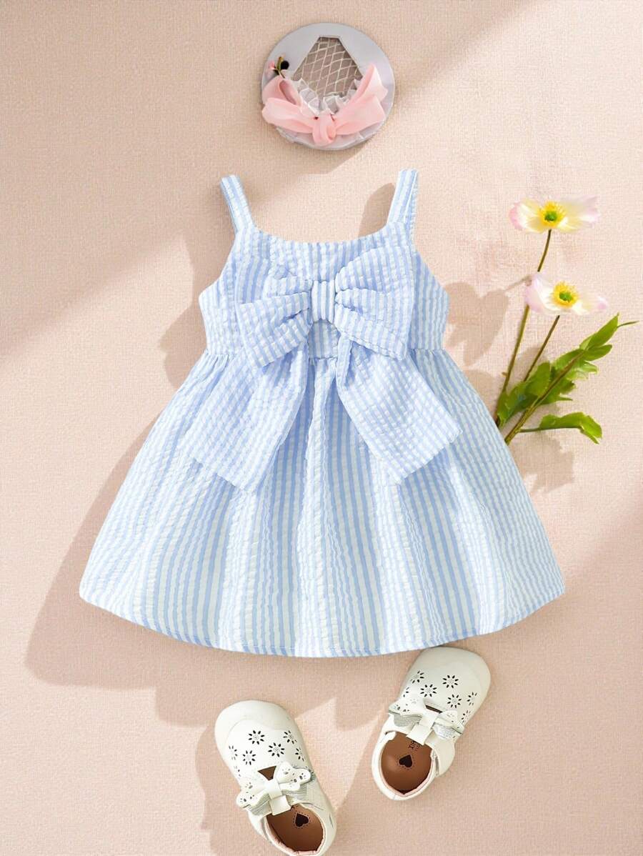 Baby Big Bow Strap Dress for Sweet Elegant Spring and Summer Wear