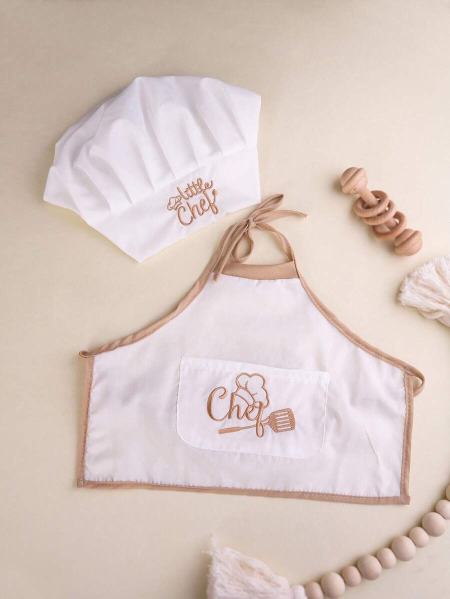 Baby Boy Chef Hat and Apron Photography Outfit Set for Newborn Photoshoots