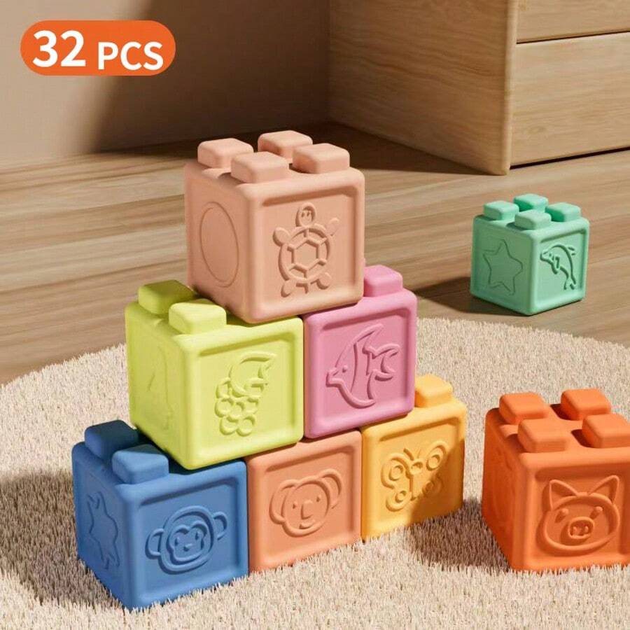 Soft Baby Building Blocks – Large Chewable Teething & Early Learning Toy