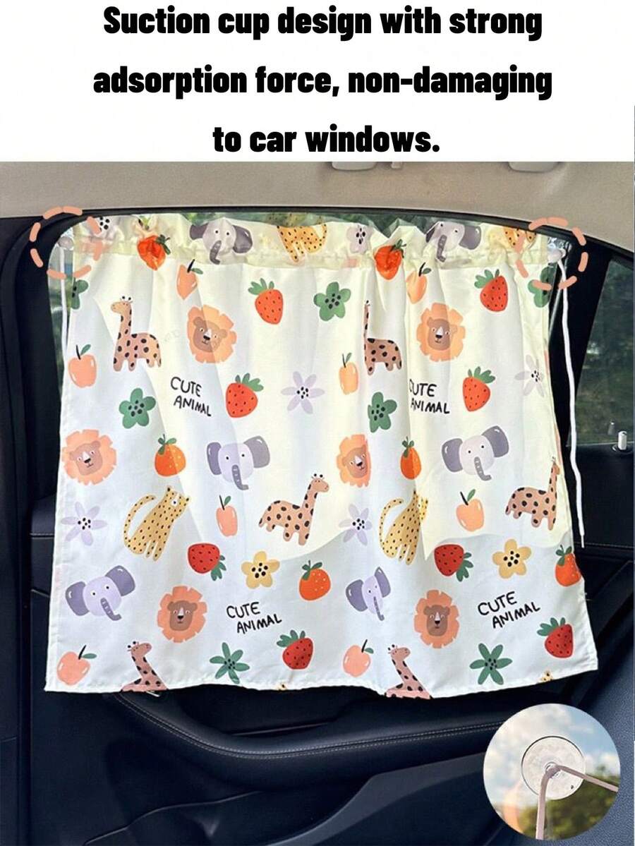Baby Car Window Sunshade Curtain Cartoon Privacy Sun Protection Cover with Suction Cups