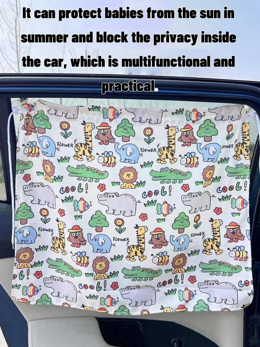 Baby Car Window Sunshade Curtain Cartoon Privacy Sun Protection Cover with Suction Cups