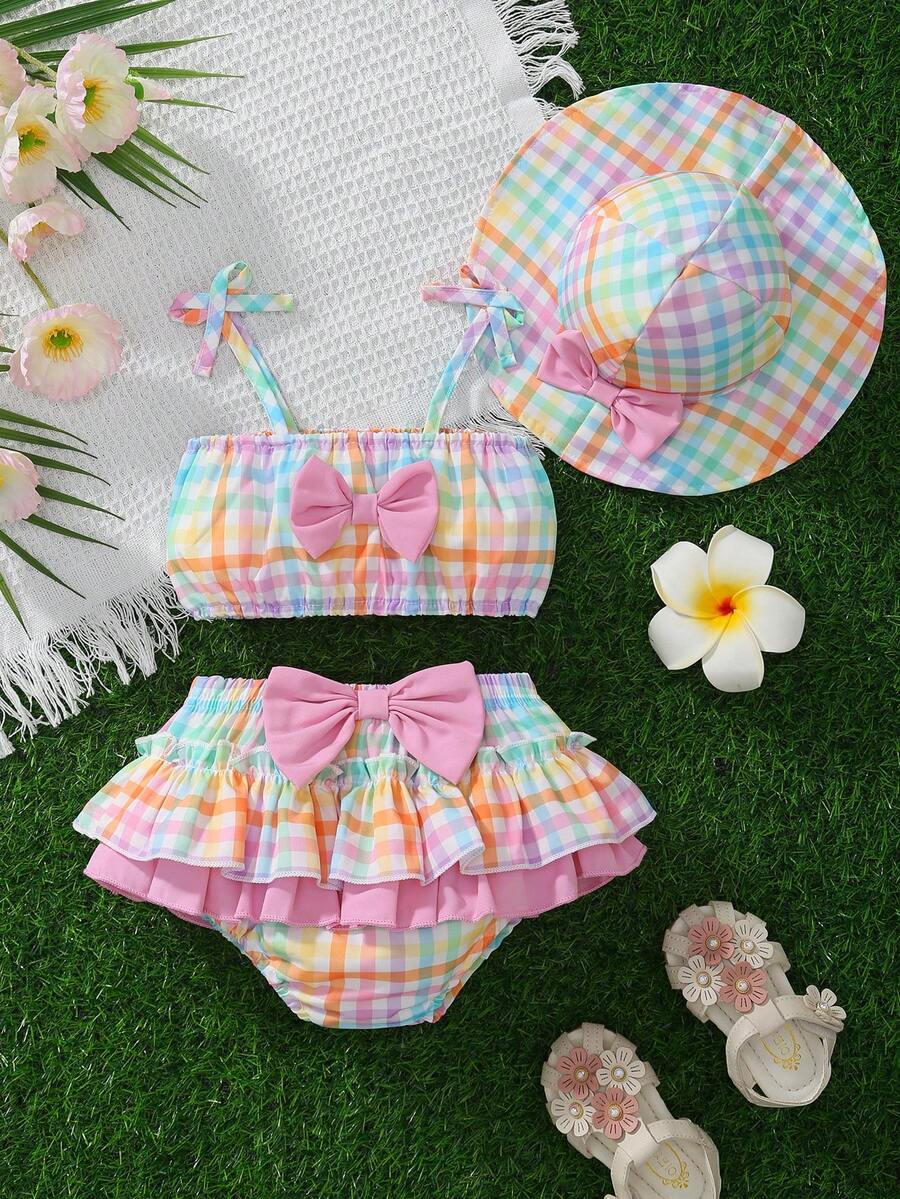 Sleeveless Strawberry Floral Top & Ruffle Skirt 3-Piece Set for Toddler Girls