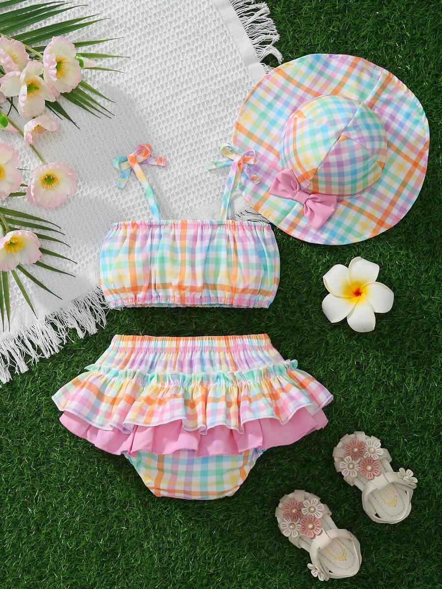 Sleeveless Strawberry Floral Top & Ruffle Skirt 3-Piece Set for Toddler Girls