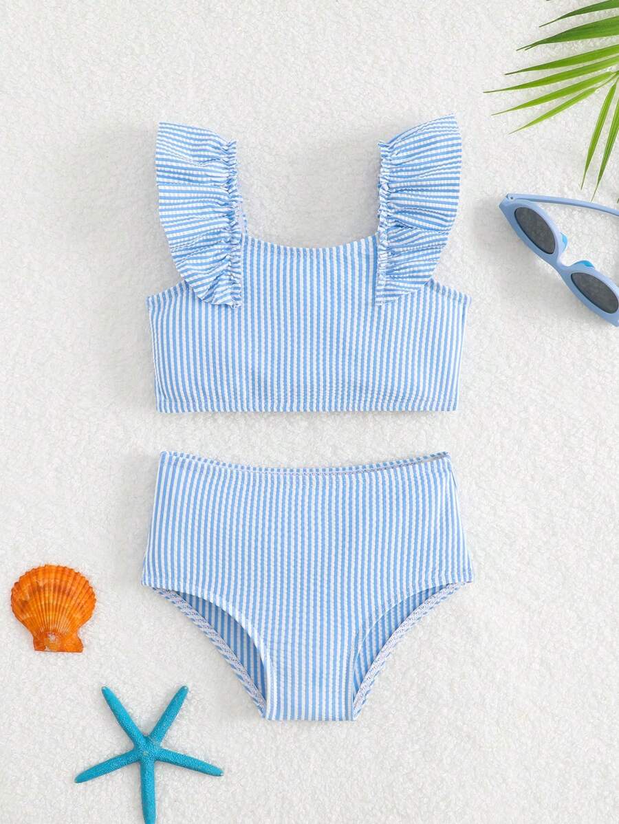Baby Girls Leopard Print Bikini Set With Ruffle Trim Cute Summer Swimwear