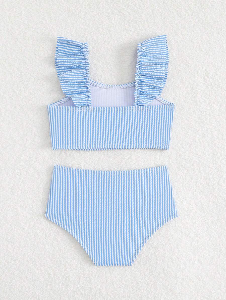 Baby Girls Leopard Print Bikini Set With Ruffle Trim Cute Summer Swimwear