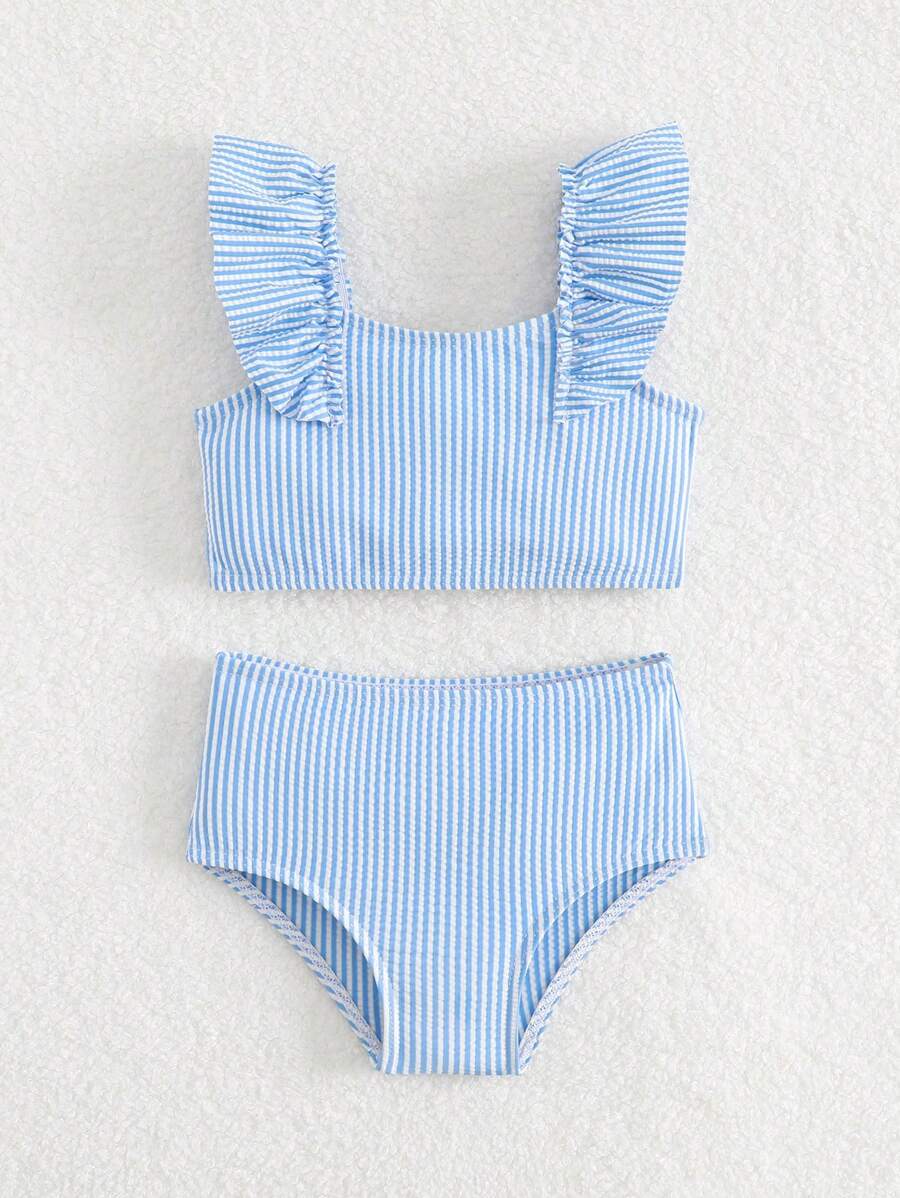 Baby Girls Leopard Print Bikini Set With Ruffle Trim Cute Summer Swimwear