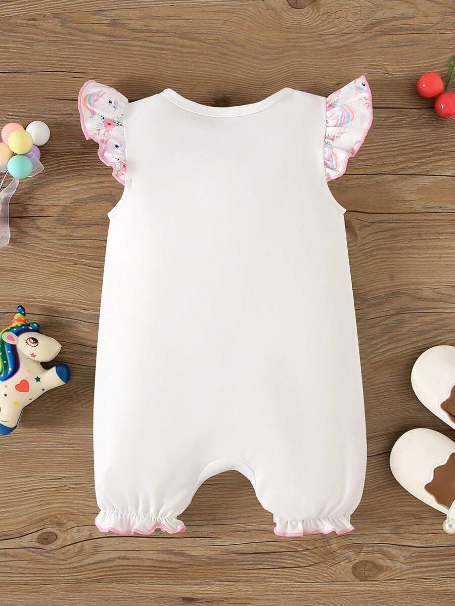 Cute Giraffe Print Baby Romper Lightweight Summer Outfit For Infant Girls