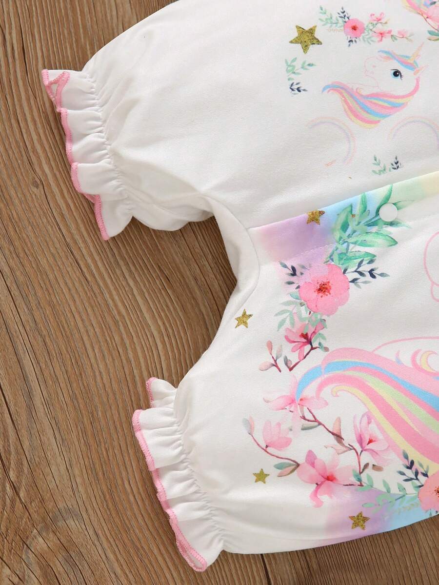 Cute Giraffe Print Baby Romper Lightweight Summer Outfit For Infant Girls