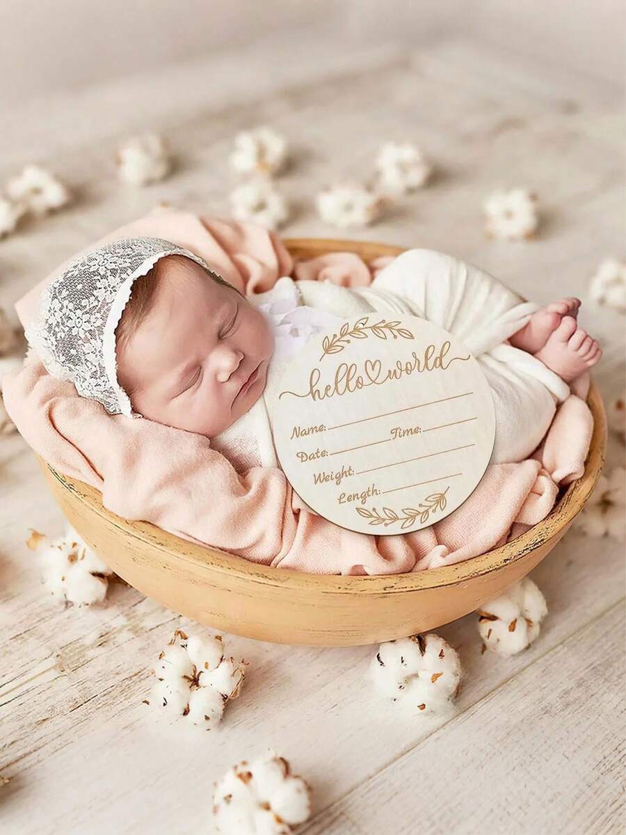 3pcs Baby Birth Announcement Wooden Name Sign Set Newborn Milestone Plaque Hospital Photo Prop Handprint Footprint Keepsake