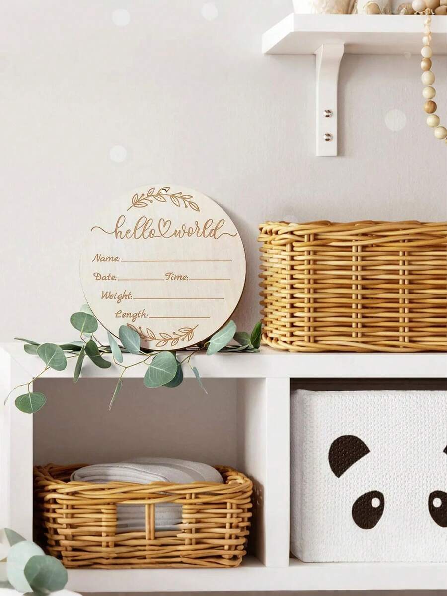 3pcs Baby Birth Announcement Wooden Name Sign Set Newborn Milestone Plaque Hospital Photo Prop Handprint Footprint Keepsake