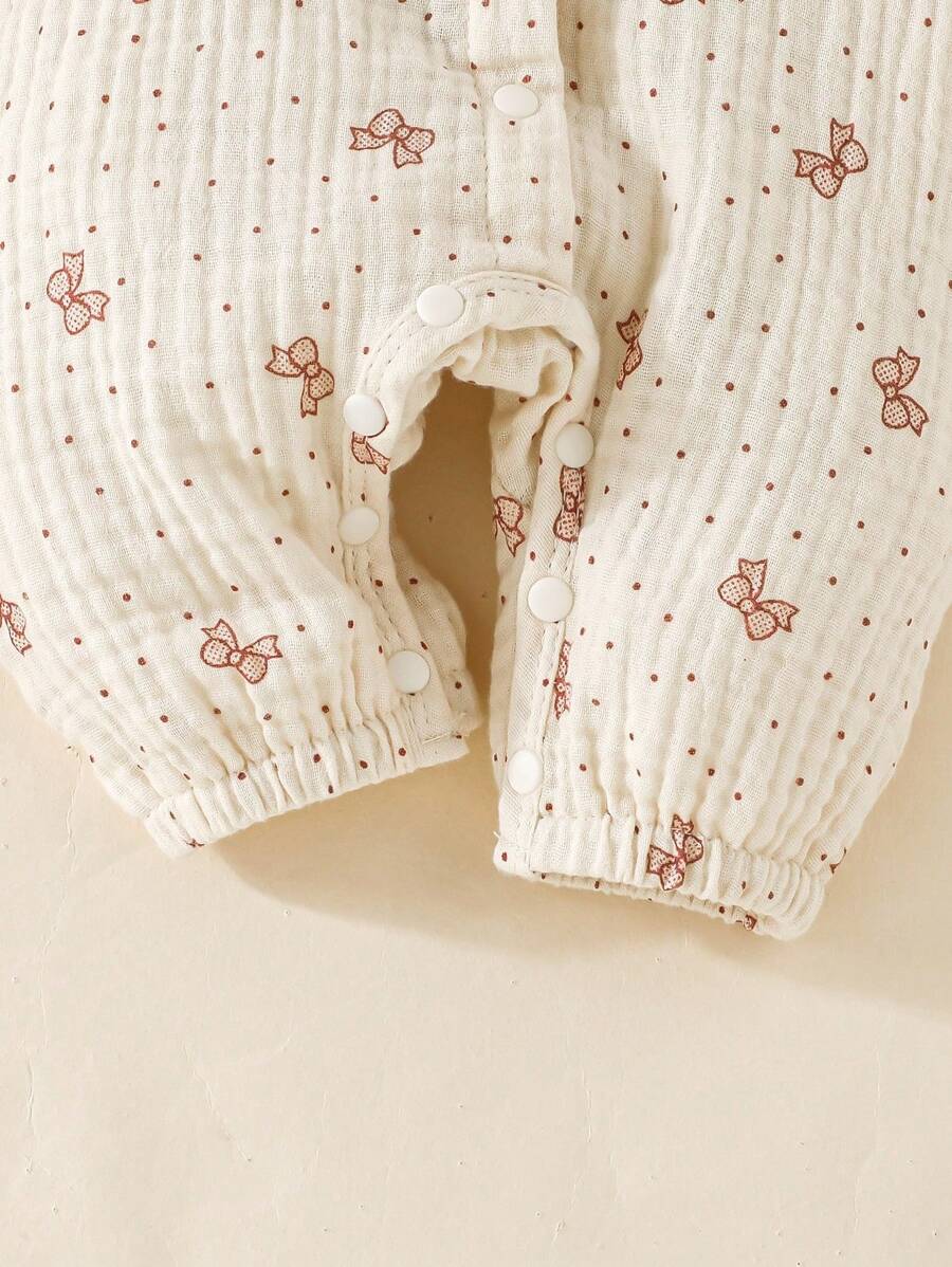 Sweet Bow Print Princess Jumpsuit for Baby Girls - Comfortable Cotton Spring Wear