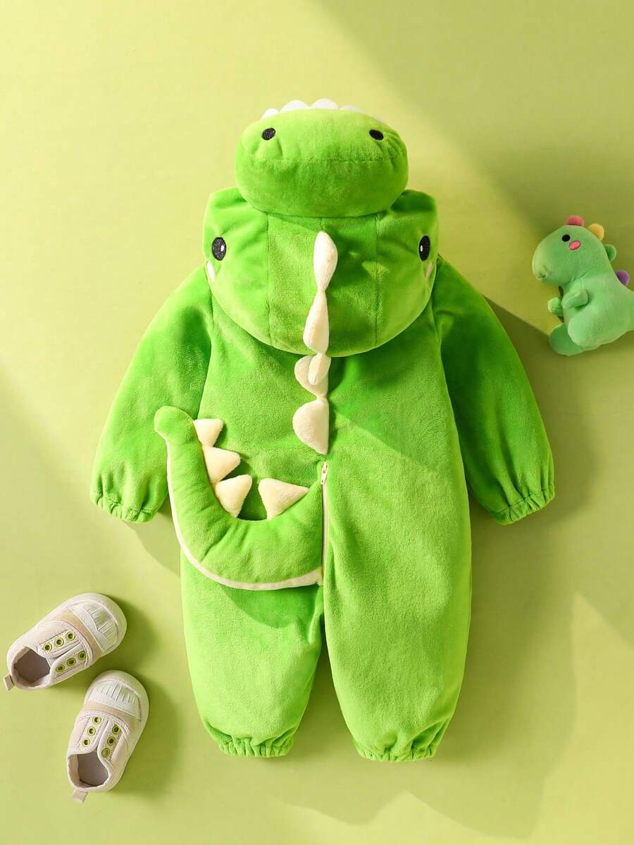 Plush 3D Dinosaur Jumpsuit for Cute Autumn and Winter Daily Wear