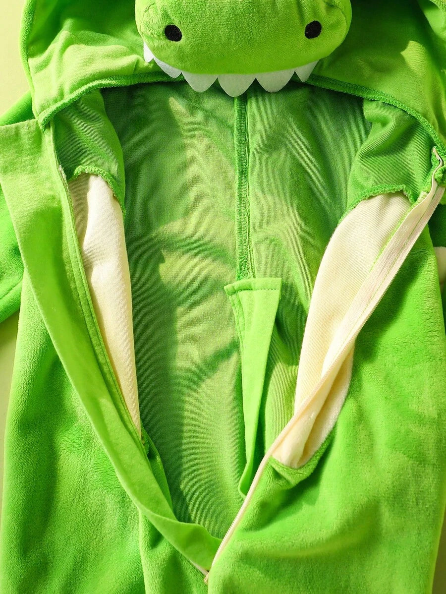 Plush 3D Dinosaur Jumpsuit for Cute Autumn and Winter Daily Wear