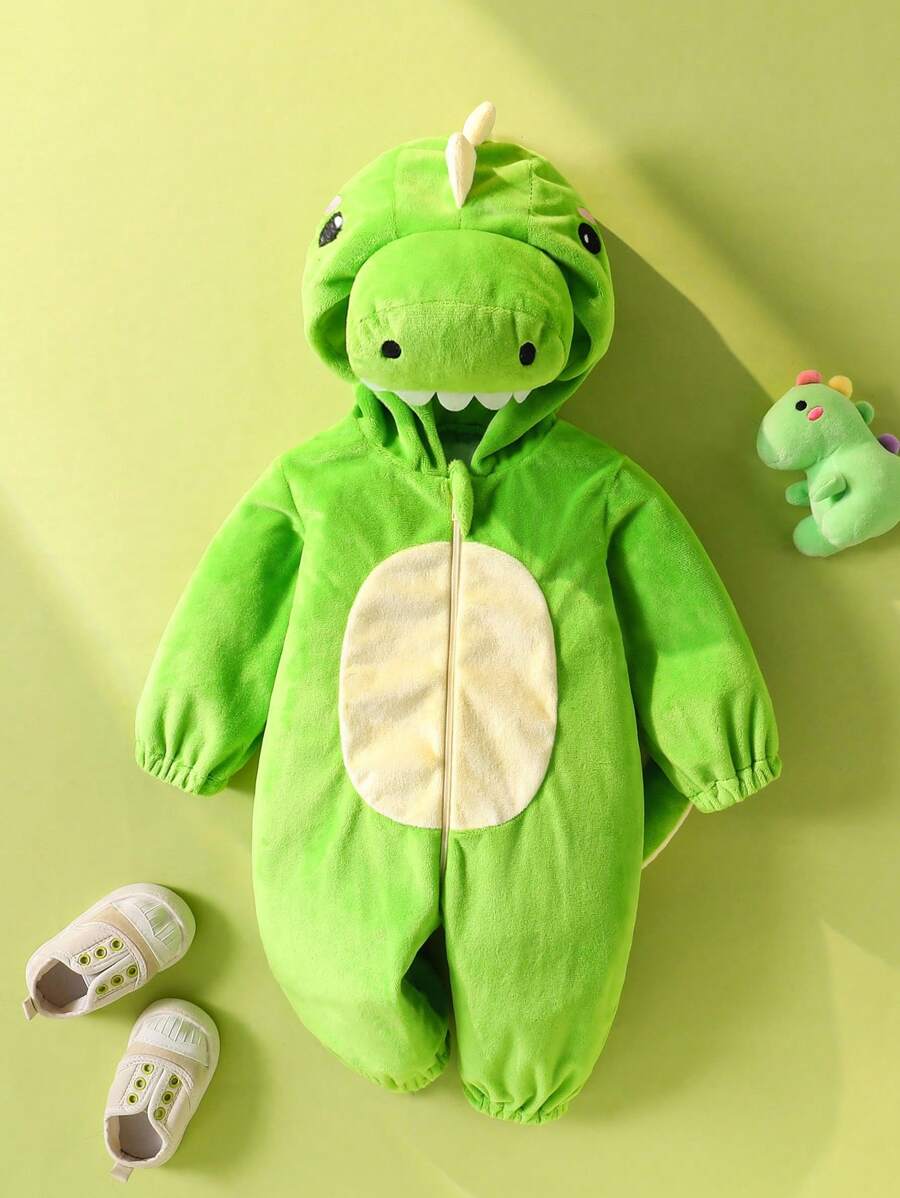 Plush 3D Dinosaur Jumpsuit for Cute Autumn and Winter Daily Wear