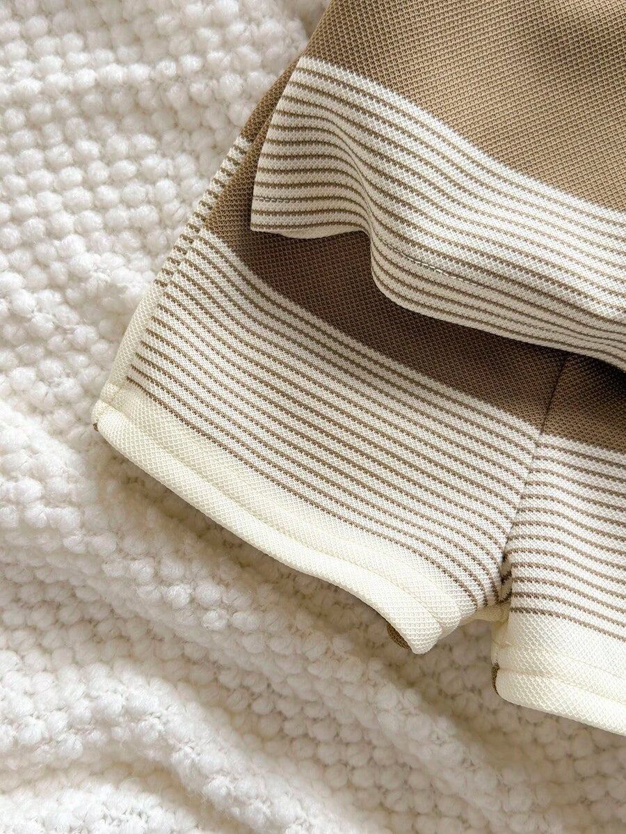 2PCS Baby Letter Knit Top and Shorts Set for Casual Daily Wear and Playtime