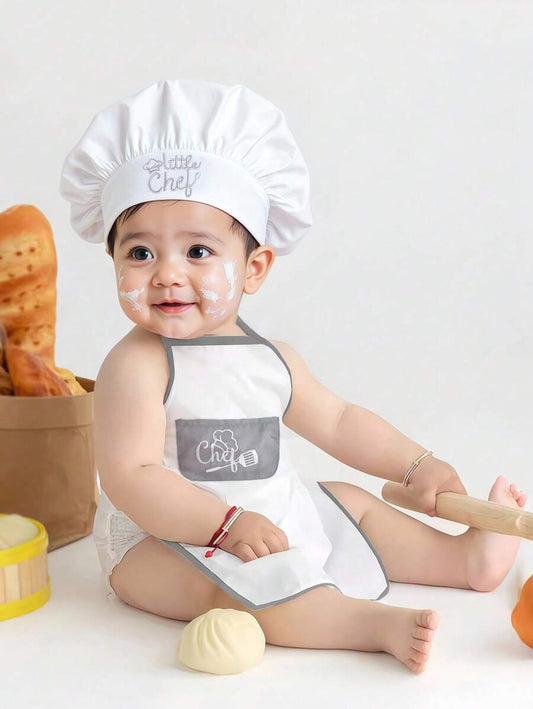Baby Boy Chef Hat and Apron Photography Outfit Set for Newborn Photoshoots