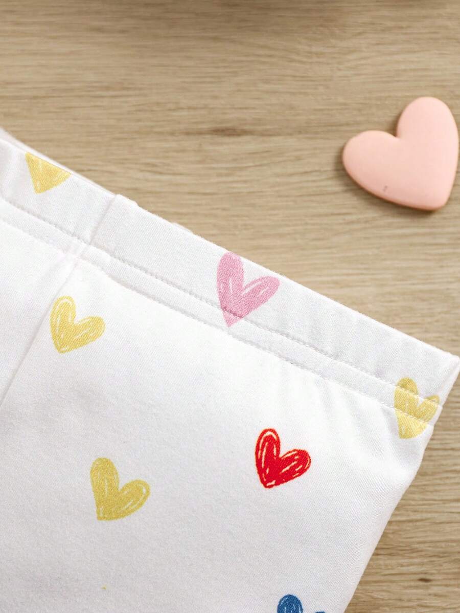Baby Girl Graphic Patchwork Outfit - Casual 2pcs Set with Bow Accent