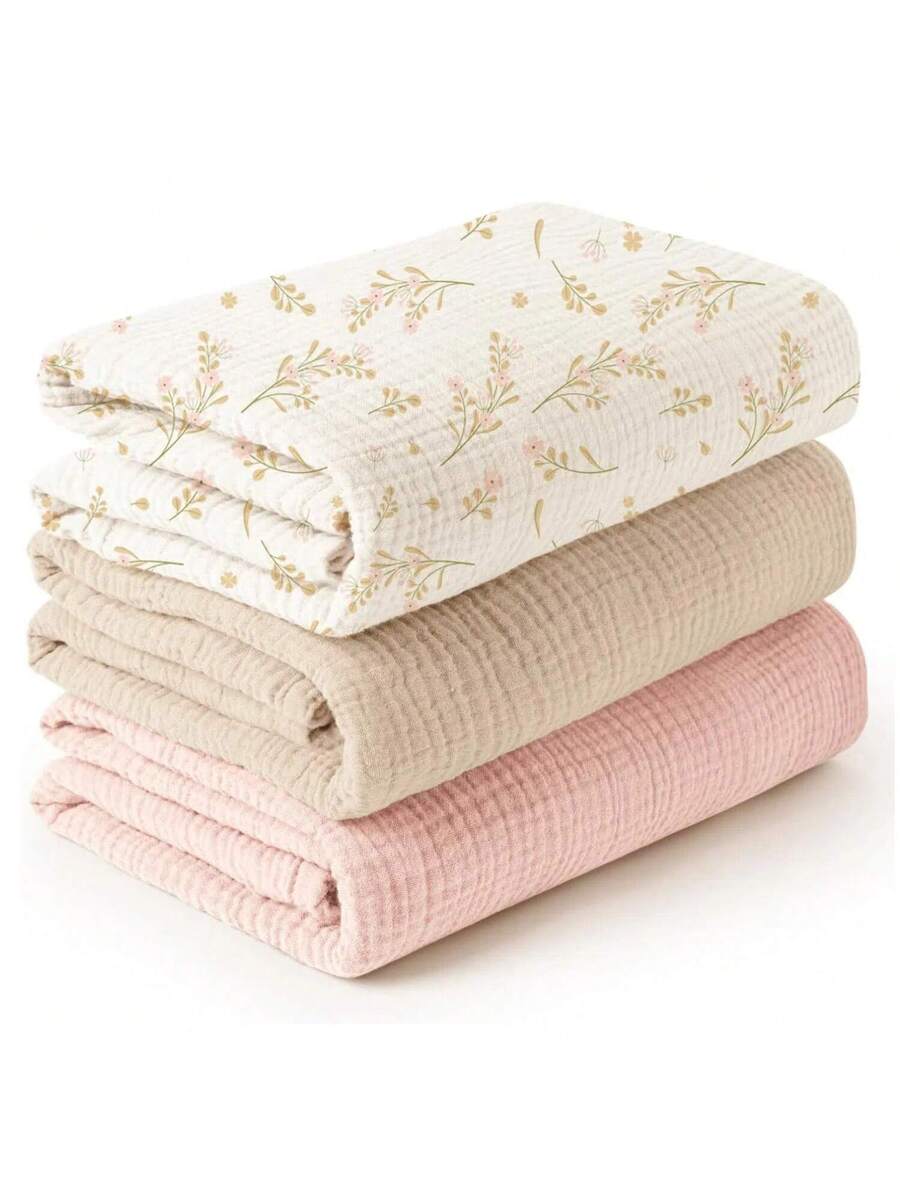 3 Pack Muslin Swaddle Blankets Soft Breathable Receiving Blankets for Newborns and Infants