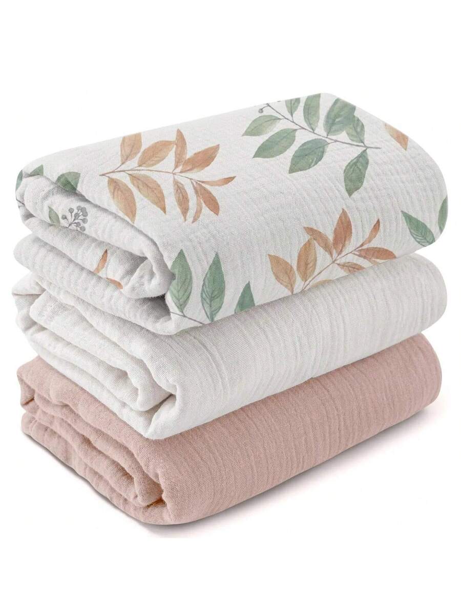 3 Pack Muslin Swaddle Blankets Soft Breathable Receiving Blankets for Newborns and Infants