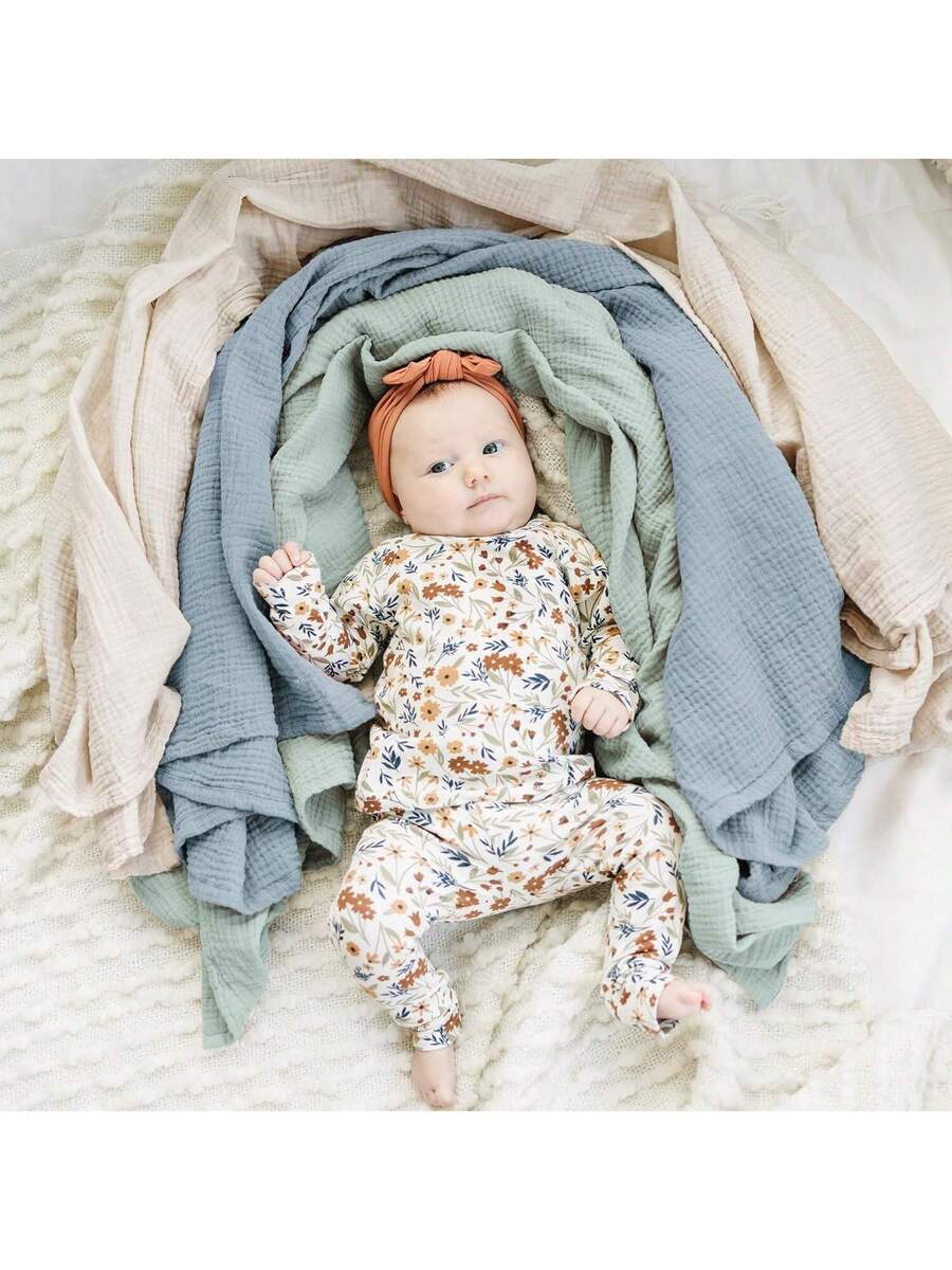 3 Pack Muslin Swaddle Blankets Soft Breathable Receiving Blankets for Newborns and Infants