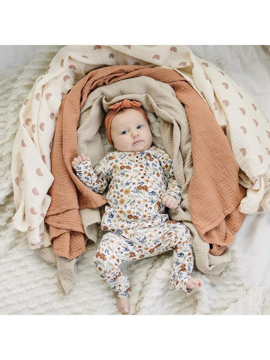 3 Pack Muslin Swaddle Blankets Soft Breathable Receiving Blankets for Newborns and Infants