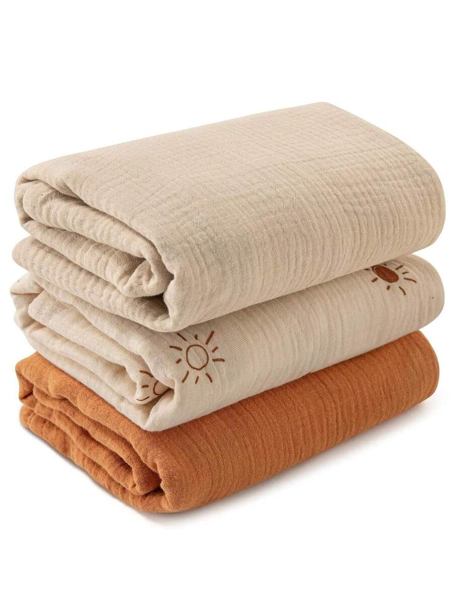 3 Pack Muslin Swaddle Blankets Soft Breathable Receiving Blankets for Newborns and Infants