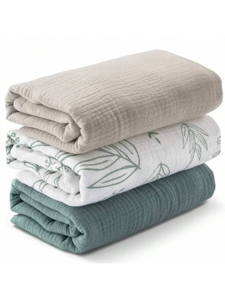 3 Pack Muslin Swaddle Blankets Soft Breathable Receiving Blankets for Newborns and Infants