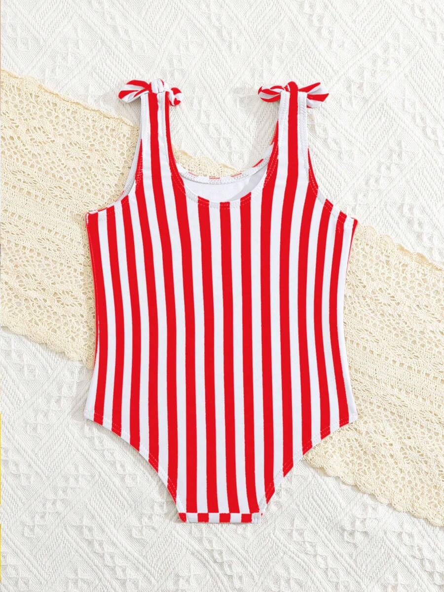 Little Girls Floral And Stripe Print Swimwear Fashion Summer Pool Outfit