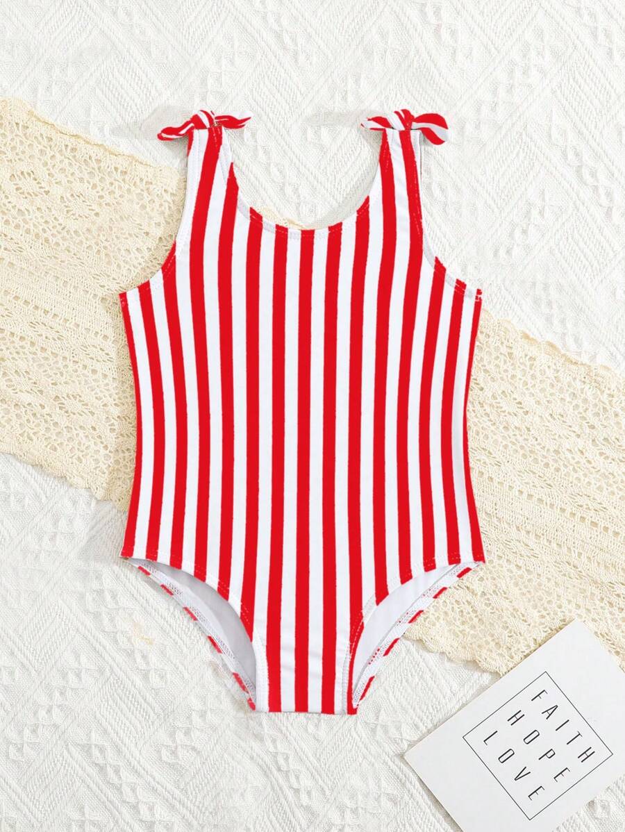 Little Girls Floral And Stripe Print Swimwear Fashion Summer Pool Outfit