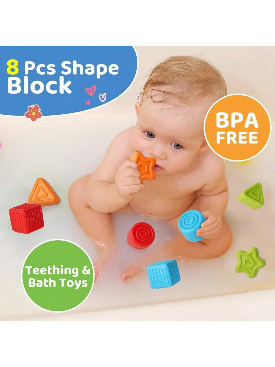 8pcs Montessori Shape Sorting Puzzle Toy Sensory Learning Blocks Fine Motor Skills Toy for Toddlers