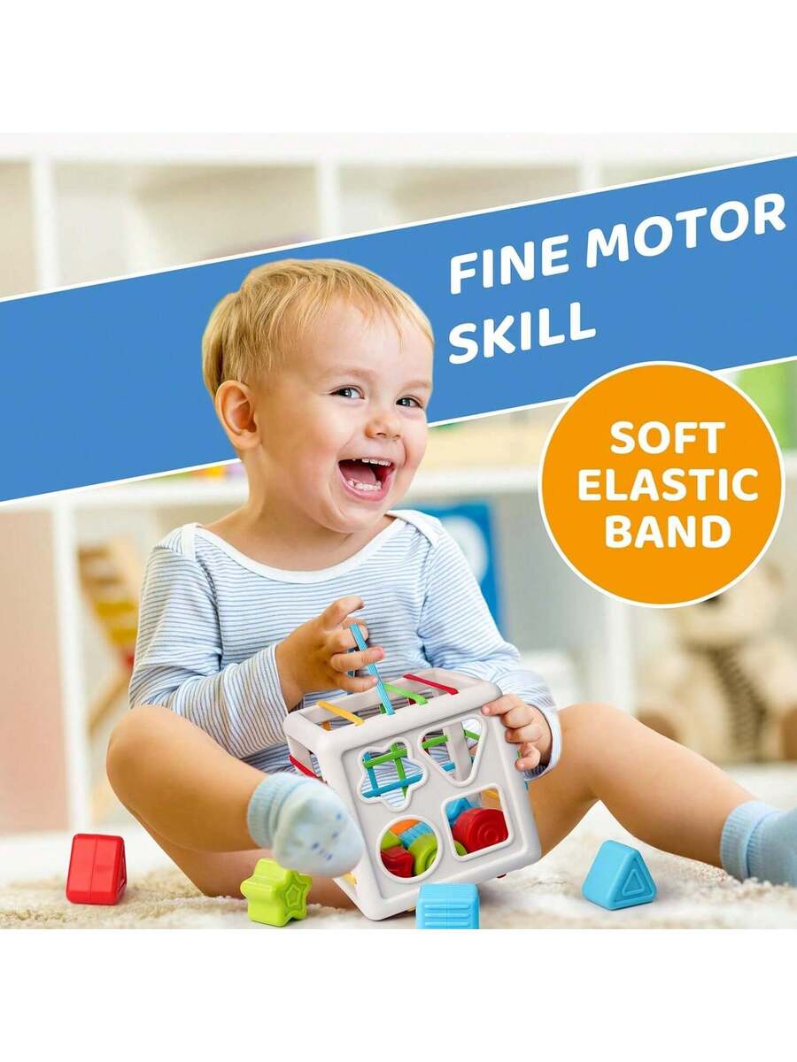 8pcs Montessori Shape Sorting Puzzle Toy Sensory Learning Blocks Fine Motor Skills Toy for Toddlers